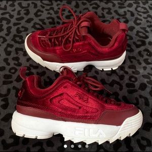 Fila Red velvet Disruptor shoes